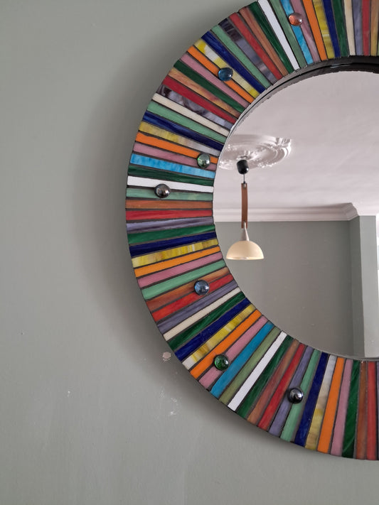 El Yapımı Cam Mozaik Ayna – Dekoratif Duvar Aynası | Glasy Design