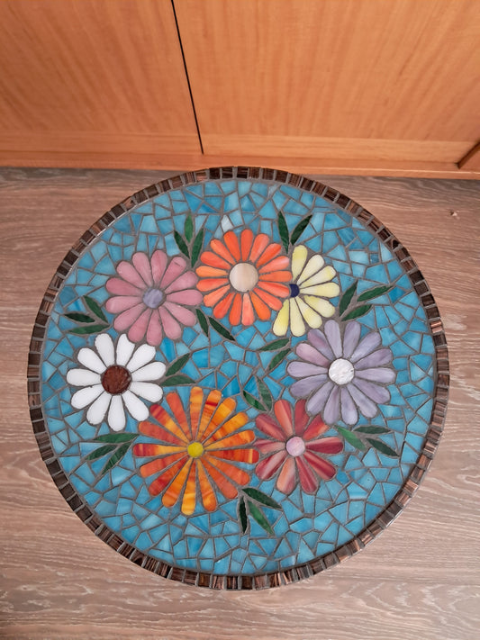 El Yapımı Cam Mozaik Sehpa – Dekoratif Masa | Glasy Design