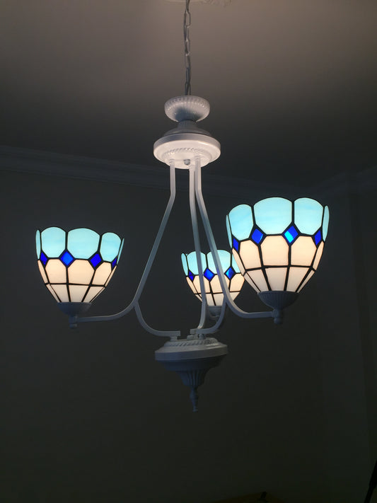 Akdeniz Stili- El Yapımı Vitray Avize – Dekoratif Cam Aydınlatma | Glasy Design