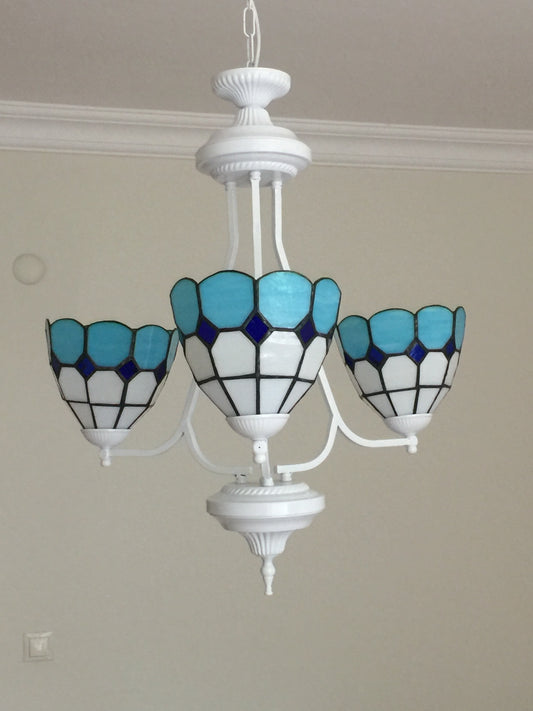 Akdeniz Stili- El Yapımı Vitray Avize – Dekoratif Cam Aydınlatma | Glasy Design