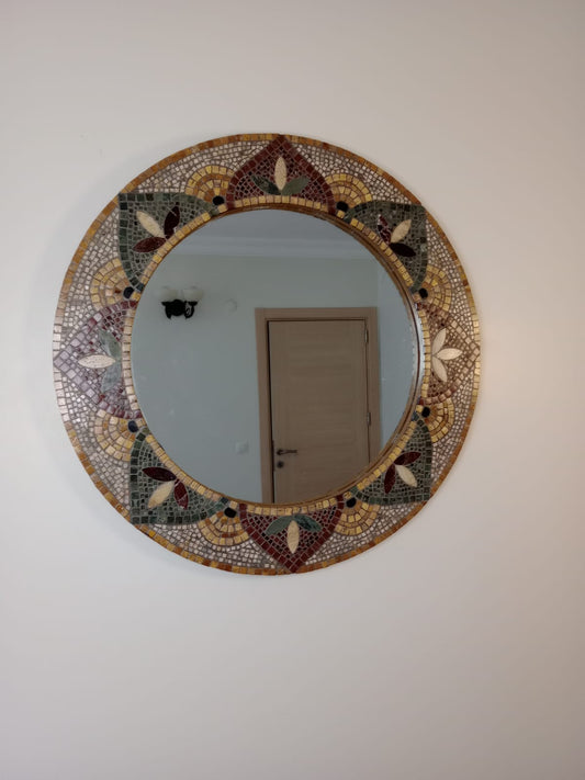 El Yapımı Mermer Mozaik Ayna – Dekoratif Duvar Aynası | Glasy Design